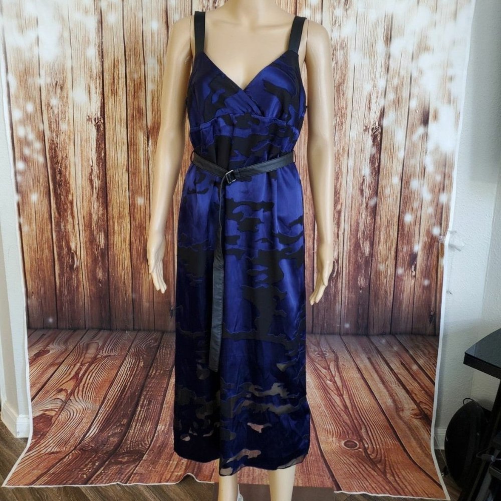 Diesel Dress M Blue Black Silk